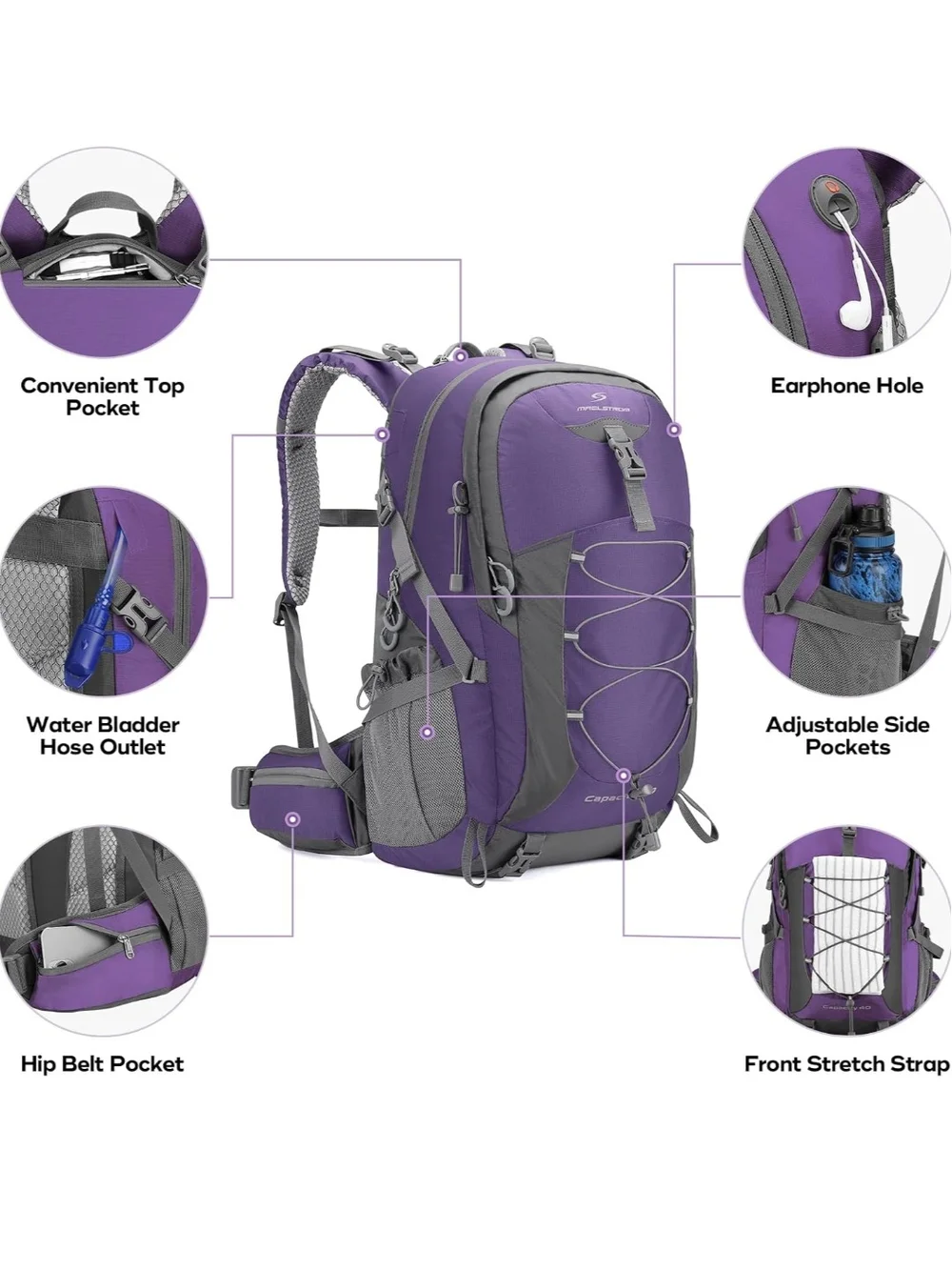 Maelstrom Purple Daypack Backpack 40 L Brand New